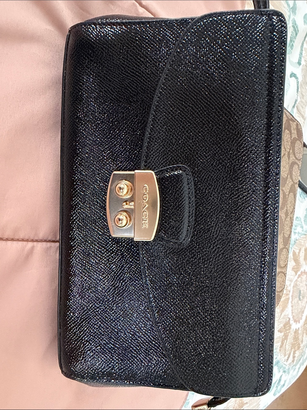 Coach Black Crossbody with Gold Turnlock Hardware